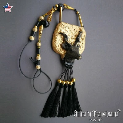 Collar Colgante Capricornio Cabra Negra Amuleto Talismán Joyería Gótica Joya Gótica Foto 1 de 4