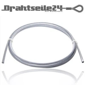 Drahtseil Stahlseil Ummantelt 3mm 4mm 6mm 8mm 10mm 12mm Meterware Transparent - Bild 1 von 17