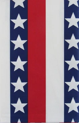 Patriotic American Stars & Stripes Vinyl Flannel Back Tablecloth 60" Round - Image 1 of 3