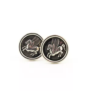 Pegasus Cufflinks 925 Sterling Silver, Cufflinks for Men, Handmade Greek Jewelry - Picture 1 of 5