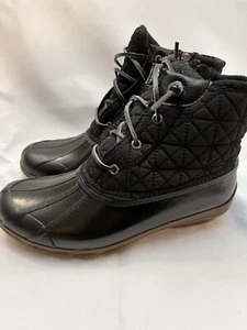 Sperry Winter Boots Black Quilted Material, Size 8 - Picture 1 of 12