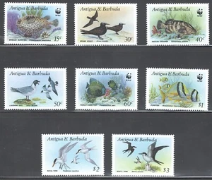 Antiqua & Barbuda Mint MNH Sc# 1005/1012 WWF Fish & Birds set fauna 1987 - Picture 1 of 2
