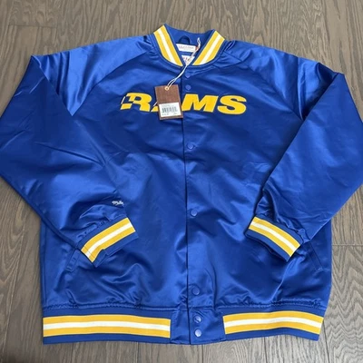 Chaqueta satinada de fútbol americano NFL 2XL Mitchell & Ness Throwbacks de los Rams de Los Ángeles nueva con etiquetas Foto 1 de 4