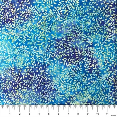 Batik Blue Vines Cotton Fabric for Quilt, Sew | 31"x44" - Image 1 of 2