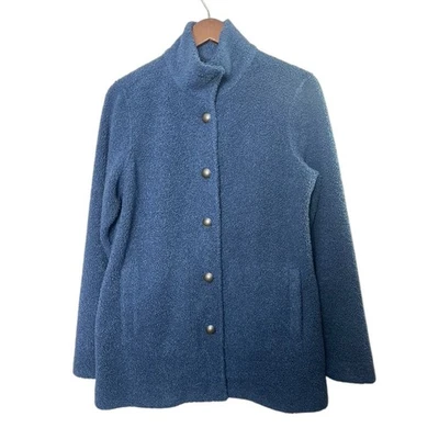 Susan Graver Weekend Knit Boucle Button-Front Jacket Vintage Indigo Sz XXS New - Image 1 of 4
