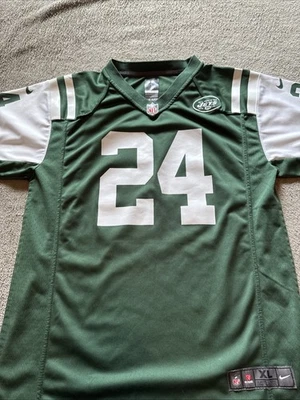 Darrelle Revis #24 纽约喷气机队青少年 XL (18/20) 耐克现场球衣 — 第 1/4 张图片