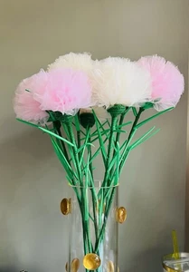 7 handgefertigte Nelken in der Kunst Glasvase 17 Zoll - Bild 1 von 12