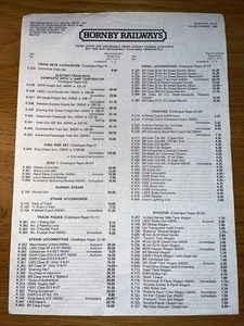 Hornby Railways - Price Leaflet - 1st September 1980 (for use with R480 Cat) - Picture 1 of 1