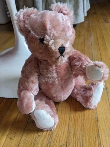 Hermann Teddy Bear Rose Mohair Shaker Growler Jointed Pink Bear AS IS - Picture 1 of 6