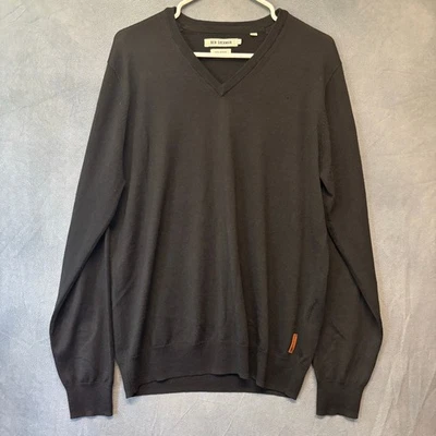 Ben Sherman 100% Merino Wool Sweater Cardigan V Neck Preppy Black Mens Large - Image 1 of 4