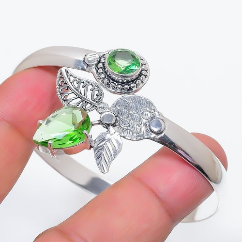 VALENTINO Bracciale Gioielli Argento Sterling 925 Gemma Tsavorite Verde Regolabile