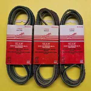 Milwaukee Non-Woven Abrasive Belt 1/2" x 18" V Fine, Med, & Coarse Grit bundle - Picture 1 of 4