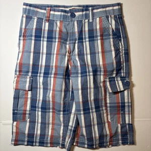Levi's Cargo Youth Plaid Red White Blue Shorts Size 14 W 27” NWT - Picture 1 of 9