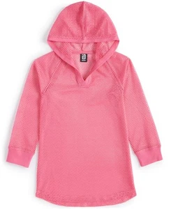 ID Ideology Big Girls Mesh Long-Sleeve Hooded Cover-up - Cerise Pink - Picture 1 of 1