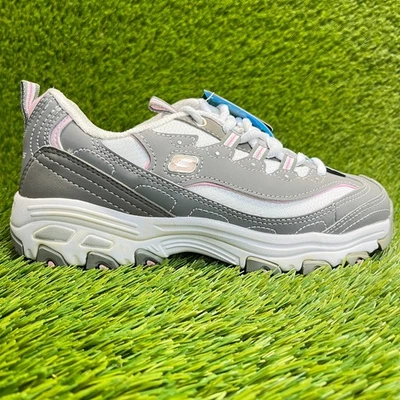 Skechers D'Lites Mujer Talla 7 Gris Blanco Resistente al Deslizamiento Zapatos de Trabajo Tenis Foto 1 de 4