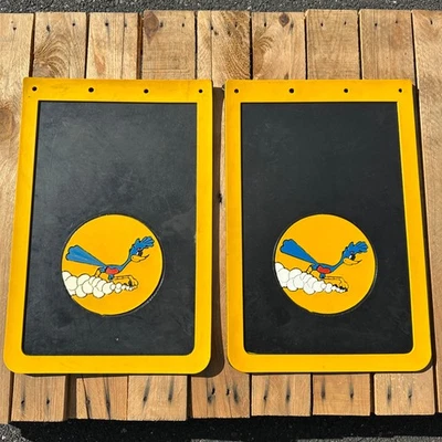Plasticolor Truck Mud Flaps Roadrunner 70s Deadstock Vintage Rubber Yellow 18x12 - Image 1 of 4