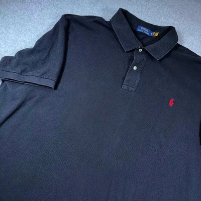 Polo Ralph Lauren Polo Shirt Mens  Big 3XB 3TG  Black Short Sleeve Red Pony Logo - Image 1 of 4
