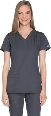 Cherokee Womens Originals V-Neck Scrub Top 4200 Small Pewter Poly/Cotton - Image 1 of 4