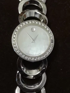 Movado Diamond Bezel Mop Face Rondiro Damenuhr Edelstahl " - Bild 1 von 9