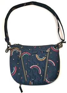 lug Rainbow Pattern Swivel Crossbody Bag Purse Navy Blue Pockets Zipper RFID - Picture 1 of 14