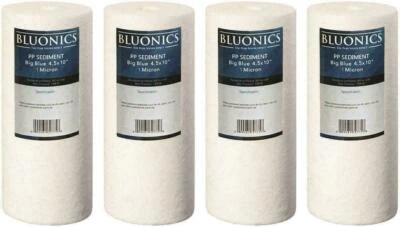 Bluonics 4 Sediment Whole House Water Filters (1 Micron) 4.5" x 10" Cartridges  - Image 1 of 4