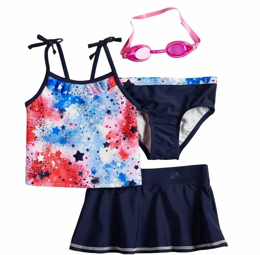 Девочек 4-6 X ZeroXposur патриотический фейерверк красный синий танкини купальник купальный комплект - Изображение 1 из 1