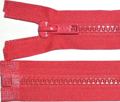 RED ZIP, 26"/65CM, CHUNKY TEETH PLASTIC, OPEN END, NUMB 5V, FREE P&P - Image 1 of 2