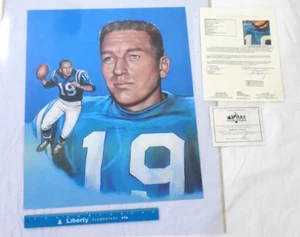 JOHNNY UNITAS HOF Signed Autograph 17x21" Lithograph Football Print JSA 💎 LOA - Picture 1 of 9