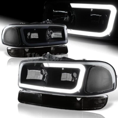 Faros de humo LED DRL negros + lámpara de parachoques para GMC Sierra/Yukon XL 1500 2500 G2 Foto 1 de 4