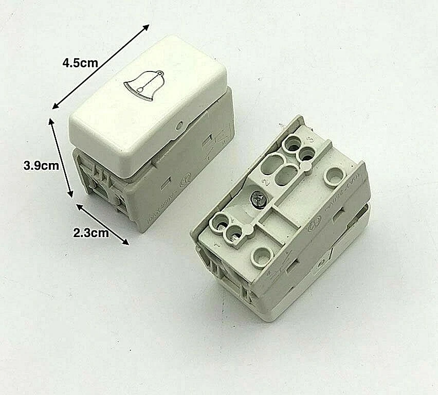 Botón Interruptor Timbre Sonido De Resorte 1 Módulo 10A 250V Blanco Hmj - Imagen 1 de 1