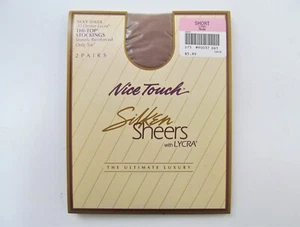 Vintage Sears Nice Touch Silken Sheers Thi-top Stockings Short Nude 2 Pairs New - Picture 1 of 3