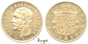 Braunschweig-C.-Hannover, Georg V., 5 Taler 1855 B, Hannover, Jaeger 131, GOLD - Picture 1 of 1