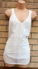 Next White Knit Crochet Embroidered Cotton Utility Pocket Top Blouse Shirt 10 S