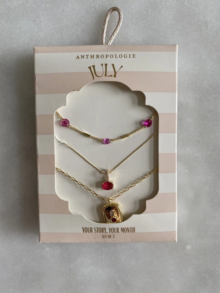 全新! Anthropologie 生日石项链 7 月 3 日套装! Your Story Your Month — 第 1/4 张图片