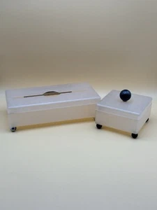 Vintage Lucite Tissue Box & Schmuckschatulle Set MCM Crossman Los Angeles - Bild 1 von 9
