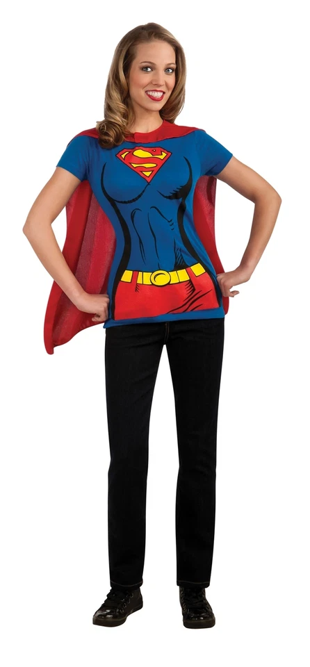 SuperGirl Camisa Adulto Mujer Disfraz Kit Capa Heroína Halloween Foto 1 de 1