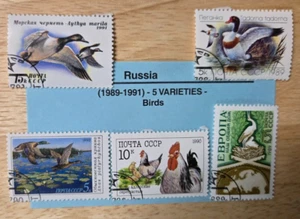 Russian Bird Stamps. 1989-1991. 5 Varieties. - Picture 1 of 3
