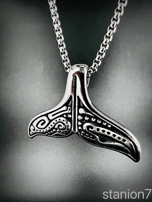 Meerjungfrau Flosse Anhänger Edelstahl Halskette Meer Schmuck Fisch Biker 84 - Bild 1 von 4