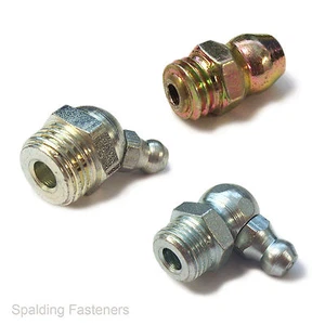BSP Zinc Plated Steel Grease Nipples - 1/8" & 1/4" - Straight, 45 & 90 Degrees - Picture 1 of 4