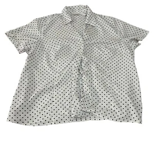 Liz Baker Polka Dot Blouse Top Short Sleeve Button Front 20W - Picture 1 of 7