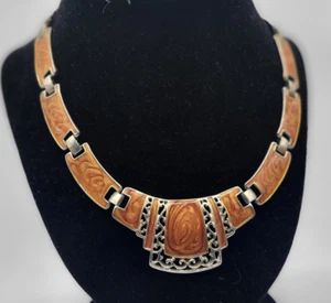 Vintage Statement Enamel Collar Necklace 17in - Bild 1 von 5