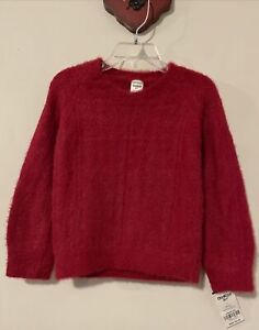 Oshkosh Girls 3T Bright-Red Thick Fuzzy Pullover Ribbed Sweater NWT! A3120