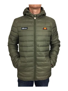 Giacca di marca Ellesse Uomo Lombardia Imbottita Cerniera Intera Logo in Verde Sirena Cachi - Foto 1 di 10
