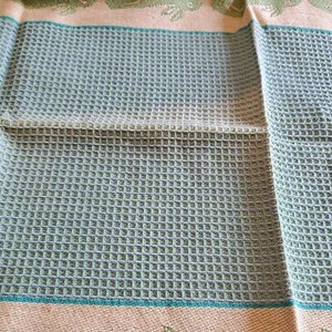 Telar de mano de la India Conejos Té Verde Plato de cocina Toalla de mano Algodón imperfecto - Imagen 1 de 5