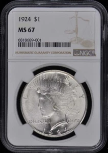 1924 Peace Dollar S$1 NGC MS67 - Picture 1 of 2