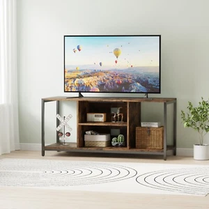 TV Stand TV Console Storage Cabinet Rustic Brown For Living Room Up to 50" TV - Picture 1 of 11