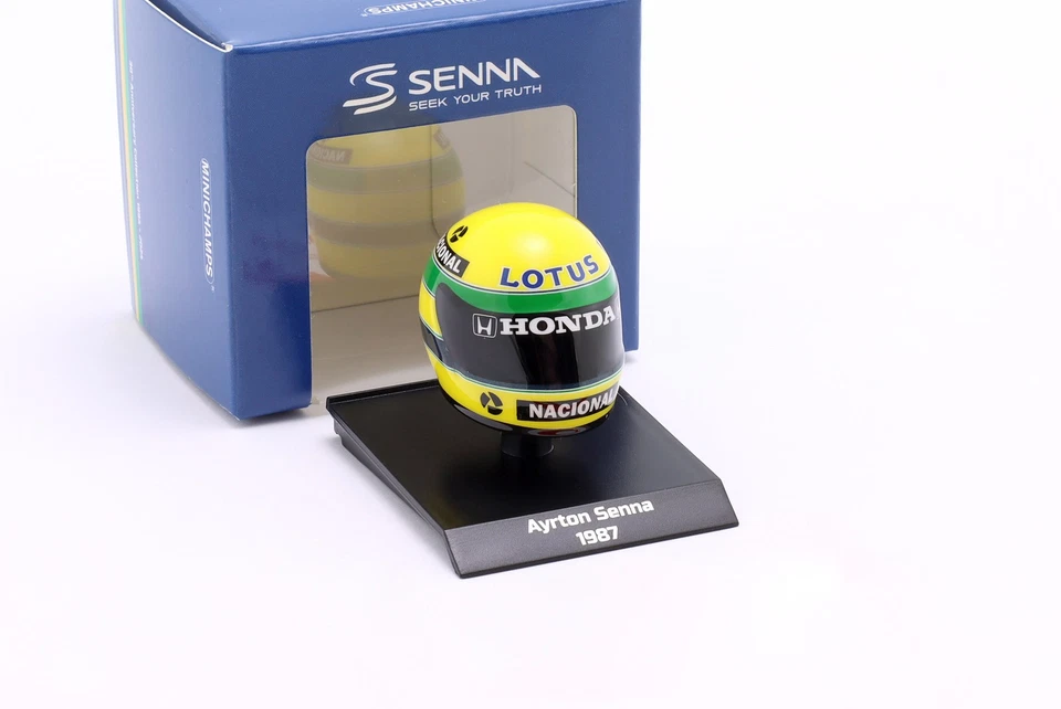 Casque Ayrton Senna #12 Camel Team Lotus Honda Formule 1 1987 1:10 Minichamps - Photo 1/1