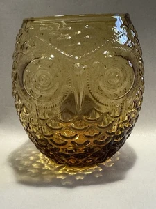Vintage Mid-Century Modern Amber Glass Roly Poly Owl Cocktail Glass - Picture 1 of 8