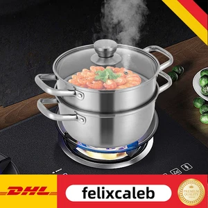 Edelstahltopf Edelstahl-Dampfgarer Topf mit Dämpfeinsatz 2-stufiger Dampfgarer - Bild 1 von 22