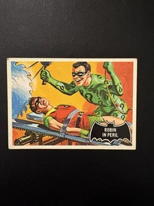 1966 OPC SET BREAK #42 ROBIN IN PERIL BLACK BAT CARD PRINTED IN CANADA EX! - Picture 1 of 2